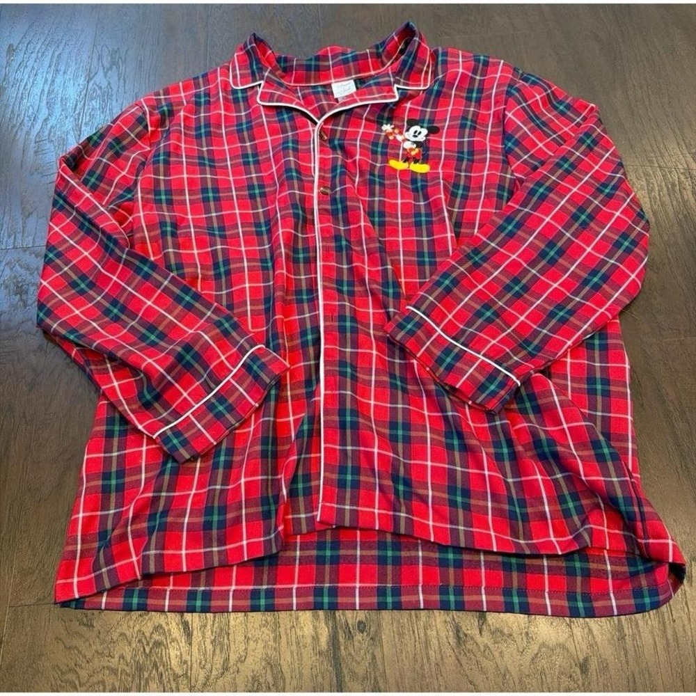 Disney Mickey Mouse Flannel Pajama Set‎ Womens XL Red Embroidered - Picture 5 of 5